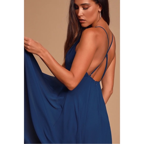 NWT Lulu’s Mythical Kind of Love Navy Blue Maxi Dress XS - Picture 2 of 5
